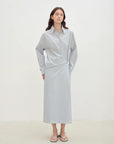 "Romantic Vibes" Cross - Placket Loose Long - Staple Cotton Shirt Dress - variant_title