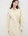 "Romantic Vibes" Cross - Placket Loose Long - Staple Cotton Shirt Dress - variant_title