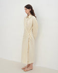 "Romantic Vibes" Cross - Placket Loose Long - Staple Cotton Shirt Dress - variant_title