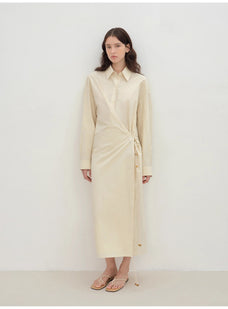 "Romantic Vibes" Cross - Placket Loose Long - Staple Cotton Shirt Dress - variant_title