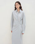 "Romantic Vibes" Cross - Placket Loose Long - Staple Cotton Shirt Dress - variant_title