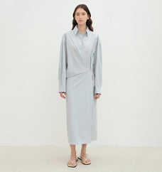 "Romantic Vibes" Cross - Placket Loose Long - Staple Cotton Shirt Dress - variant_title