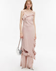 Sand - washed Linen Sling Ruffled Irregular Fit Sling Dress"Summer Whisper" - variant_title