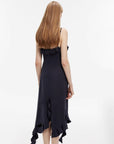 Sand - washed Linen Sling Ruffled Irregular Fit Sling Dress"Summer Whisper" - variant_title