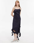 Sand - washed Linen Sling Ruffled Irregular Fit Sling Dress"Summer Whisper" - variant_title