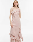 Sand - washed Linen Sling Ruffled Irregular Fit Sling Dress"Summer Whisper" - variant_title