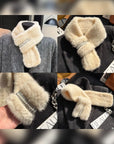Apricot rhinestone mink fur scarf detail views - Fireladyfur