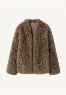 Fireladyfur Women's Casual Tuscan Sheepskin Jacket with Stand-up Collar“Sea of Love Accompaniment” product image 9