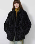 Fireladyfur Women's Casual Tuscan Sheepskin Jacket with Stand - up Collar“Sea of Love Accompaniment” - variant_title