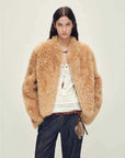 Fireladyfur Women's Casual Tuscan Sheepskin Jacket with Stand - up Collar“Sea of Love Accompaniment” - variant_title