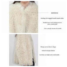 Fireladyfur Women's Casual Tuscan Sheepskin Jacket with Stand - up Collar“Sea of Love Accompaniment” - variant_title