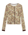 Vintage Brown Rose floral Tencel Merino wool long sleeve shirt product cutout