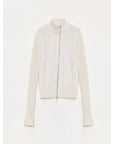 "Senna Melody" oblique placket fine merino wool and cotton blend zipper knitted cardigan top for women - variant_title