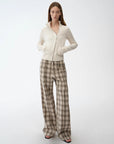 "Senna Melody" oblique placket fine merino wool and cotton blend zipper knitted cardigan top for women - variant_title