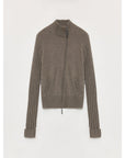 "Senna Melody" oblique placket fine merino wool and cotton blend zipper knitted cardigan top for women - variant_title