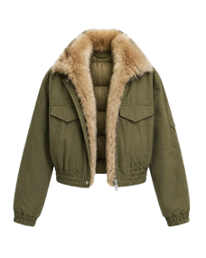 Firelady Serene Heat Island military green fur collar pilot jacket product cutout