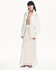 "Seville" bias - cut fishtail midi skirt in burnt pattern material - variant_title
