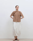 "Silent Island" Stand - up collar pleated short - sleeved shirt women's casual top - variant_title
