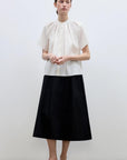 "Silent Island" Stand - up collar pleated short - sleeved shirt women's casual top - variant_title