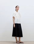 "Silent Island" Stand - up collar pleated short - sleeved shirt women's casual top - variant_title