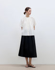 "Silent Island" Stand - up collar pleated short - sleeved shirt women's casual top - variant_title