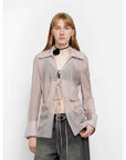 Silk Chiffon Light and Hazy Feeling Cool Drape Lace - up Sun Protection Shirt Summer "Hazy Moonlight" - variant_title
