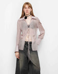Silk Chiffon Light and Hazy Feeling Cool Drape Lace - up Sun Protection Shirt Summer "Hazy Moonlight" - variant_title
