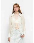 Silk Chiffon Light and Hazy Feeling Cool Drape Lace - up Sun Protection Shirt Summer "Hazy Moonlight" - variant_title
