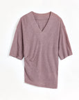 Silk Tencel blended pleated V - neck loose dropped shoulder T-shirt"Inspiration Bag" - variant_title