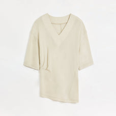 Silk Tencel blended pleated V - neck loose dropped shoulder T-shirt"Inspiration Bag" - variant_title