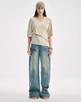 Silk Tencel blended pleated V - neck loose dropped shoulder T-shirt"Inspiration Bag" - variant_title