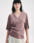 Silk Tencel blended pleated V - neck loose dropped shoulder T-shirt"Inspiration Bag" - variant_title