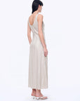 Silver Striped Linen V - Neck Drape Dress"Milan Holiday" - variant_title