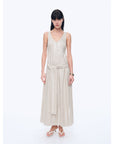 Silver Striped Linen V - Neck Drape Dress"Milan Holiday" - variant_title