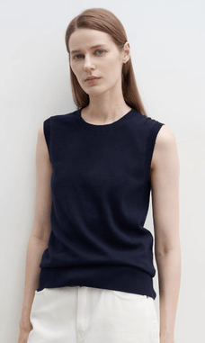 "Six Pence" round neck knitted sweater vest for women - variant_title