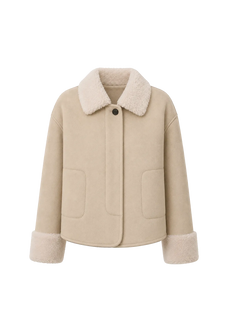 Slightly Sweet Latte long faux leather shearling jacket product image 01