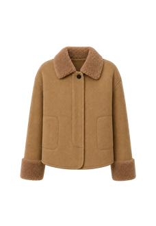 Slightly Sweet Latte long faux leather shearling jacket product image 04