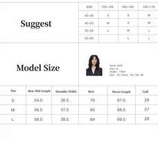 Smudge printed mesh long sleeve T-shirt size chart and model sizing guide