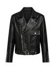 Soft Lightweight Fit cropped lambskin moto jacket - Black transparent product cutout