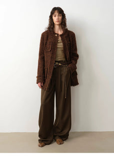 "Sophisticated Lady" Italian Imported Haute Couture Tailored Tweed Jacket with Gold Buttons for Women - variant_title
