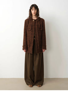 "Sophisticated Lady" Italian Imported Haute Couture Tailored Tweed Jacket with Gold Buttons for Women - variant_title