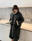Speedy Flow blue shearling motorcycle jacket casual indoor styling