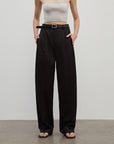 Spliced double - pleat wide - leg trousers straight - leg trousers for women - variant_title