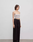Spliced double - pleat wide - leg trousers straight - leg trousers for women - variant_title
