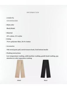 Spliced double - pleat wide - leg trousers straight - leg trousers for women - variant_title