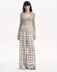 "Spring Old Dream" Loose and versatile slightly hollow V - neck straight shoulder top - variant_title