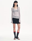 "Spring Old Dream" Loose and versatile slightly hollow V - neck straight shoulder top - variant_title