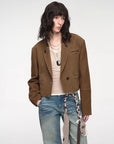 Stand Collar Suit Sheepskin Leather Short Jacket "Roman Story" - variant_title