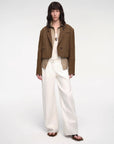 Stand Collar Suit Sheepskin Leather Short Jacket "Roman Story" - variant_title