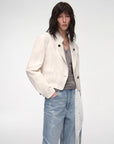 Stand Collar Suit Sheepskin Leather Short Jacket "Roman Story" - variant_title